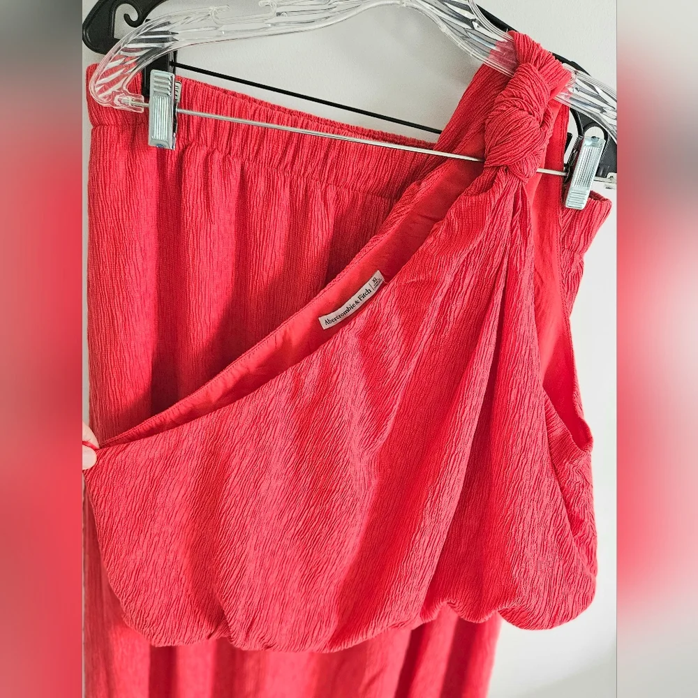 Abercrombie & Fitch red orange one shoulder crop top and skirt set